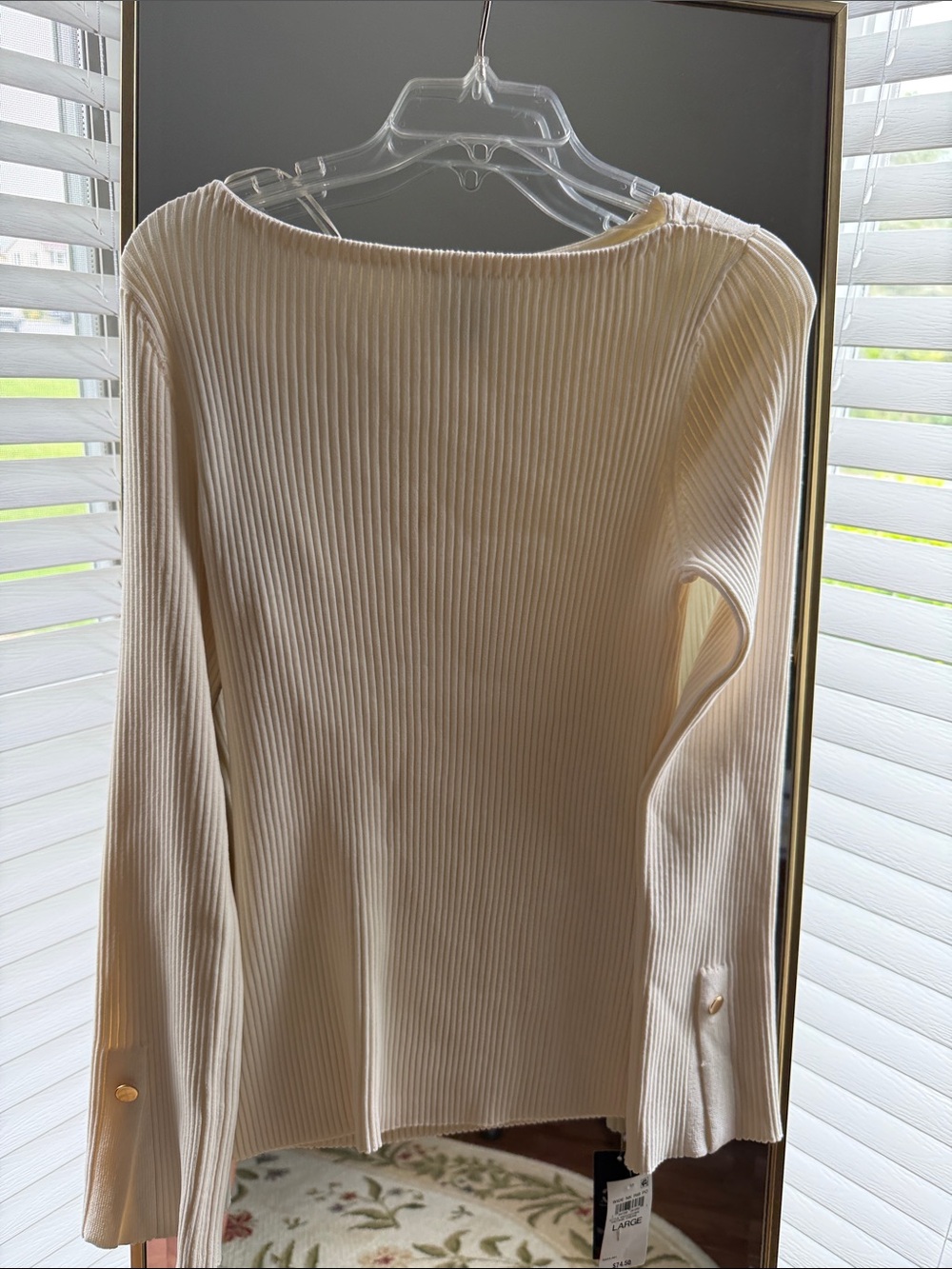 NWT. INC International Concepts Cream Ribbed Boatneck Sweater